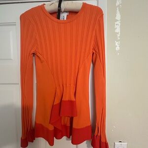 Orange Ribbed Women's Top